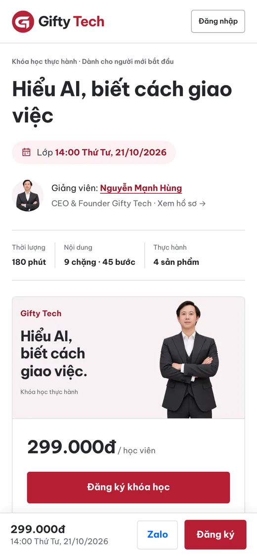 Nền tảng đào tạo daotao.giftytech.com trên điện thoại
